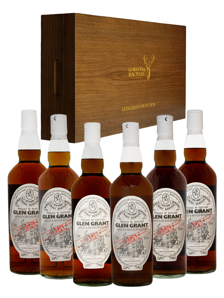 Glen Grant 1950 to 1955 Gordon & MacPhail Collection 6 bottles Single Malt Whisky w/box