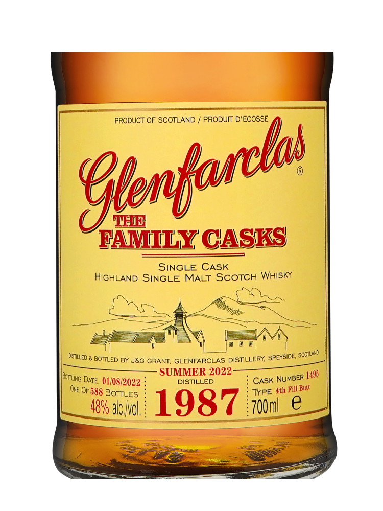 Glenfarclas Family Cask 1987 35 Year Old Cask 1495 S22 4th Fill Butt Single Malt w/box 700ml